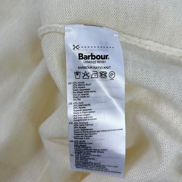 Barbour x Range Rover Ratio Knit Crewneck Sweater in Vanilla Size US 12 NEW - Picture 6 of 8